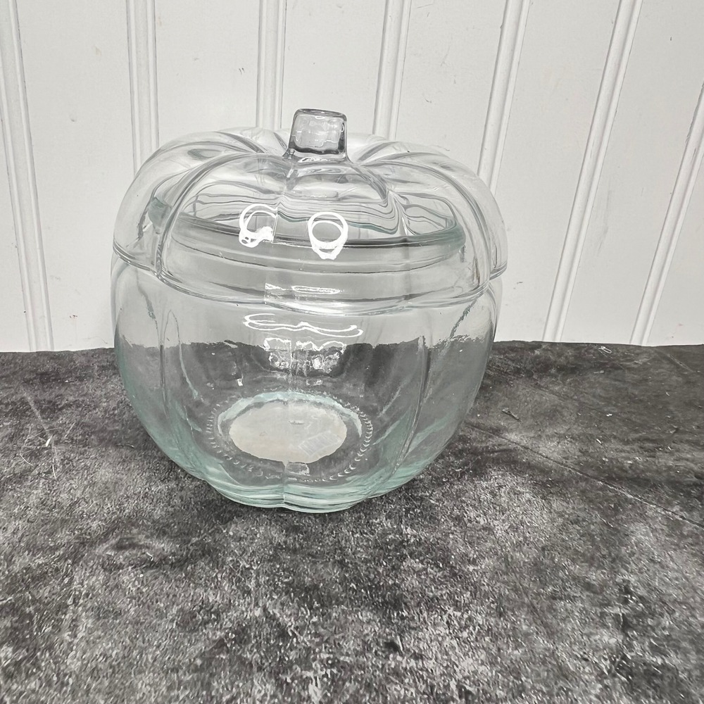 Clear Glass Pumpkin Jar | Cottage Thanksgiving Autumn Fall